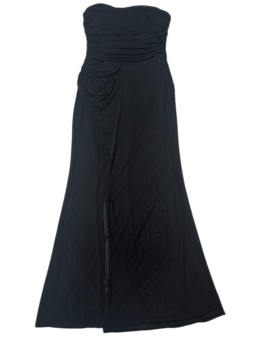 Lulu's Strapless Black Ruched Maxi Dress with High Slit NWT Size XL - Picture 5 of 7